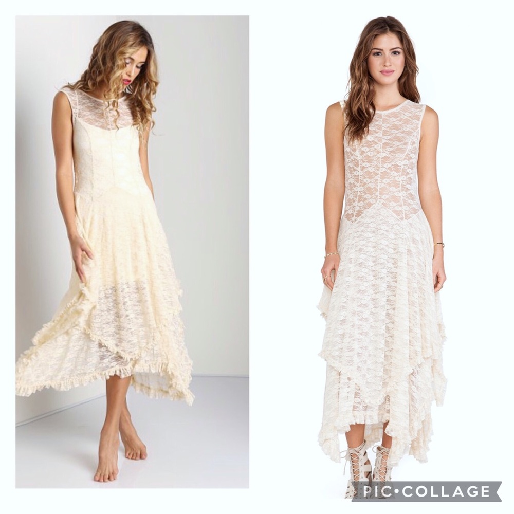 Free People NWT French Court Sheer Lace Tiered Dress Women S - Picture 15 of 16